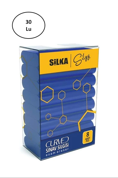 Silka Curved Sınav Silgisi 8'li 30'lu ürün görseli 1