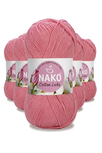 5 Adet Cotton Lüks Yelek Tunik Kazak Bluz Hırka İpi Yünü Gül Pembe 97551 ürün görseli 1
