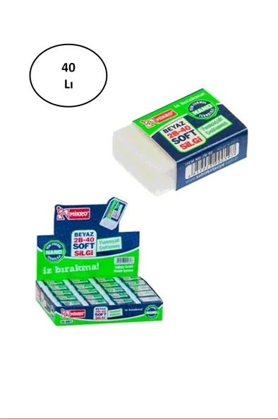 Mikro N2B40 Beyaz Soft Nano Silgi 40'lı ürün görseli 1