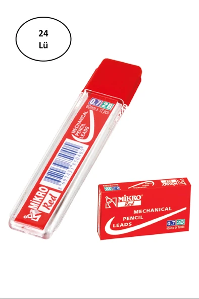 Mikro 60Mm Renkli Min Kırmızı 0,7Mm Kalem Ucu 24'lü ürün görseli 1