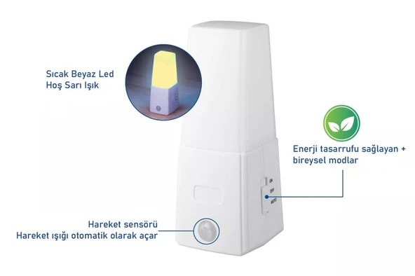 Hareket Algılama Özellikli Otomatik LED Gece Lambası - Resim 7