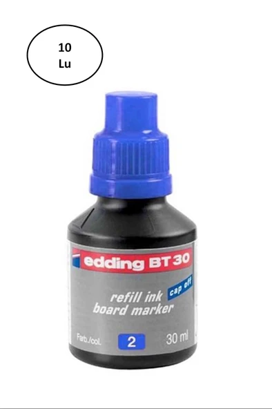 Edding Tahta Kalem Mürekkep 30 Ml Mavi 10'lu ürün görseli 1