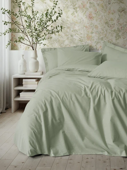 Cotton Box Plain Çift Kişilik Nevresim Takımı Adaçayı ürün görseli 1