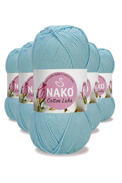 5 Adet Cotton Lüks Yelek Tunik Kazak Bluz Hırka İpi Yünü Buz Mavi 97564 ürün görseli 1