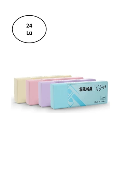 Silka Art.44 Pastel Orta Boy Sınav Silgisi 4'Lü 24'lü ürün görseli 1