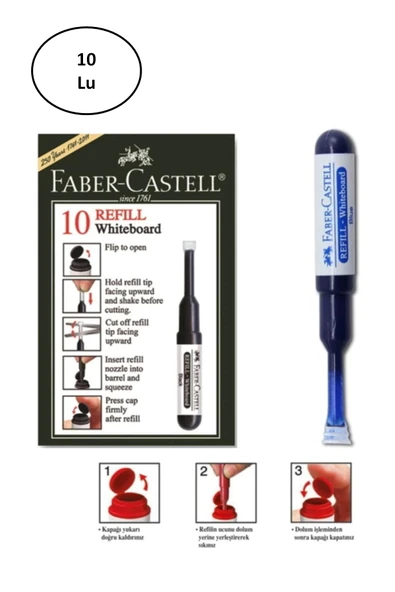 Faber Castell Beyaz Tahta Kalem W20 Refili Mavi 10'lu ürün görseli 1