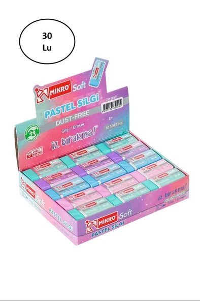 Mikro Silgi Soft Pastel 2B 30'lu ürün görseli 1