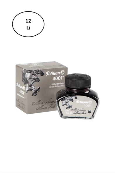 Pelikan 4001 Yazı Mürekkebi Siyah 12'li ürün görseli 1