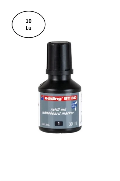 Edding Tahta Kalem Mürekkep 30 Ml Siyah 10'lu ürün görseli 1
