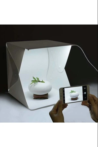 20 X 20 Cm Profesyonel Stüdyo Led Işıklı Çift Sıra Ürün Fotoğraf Çekim Çadırı ürün görseli 1