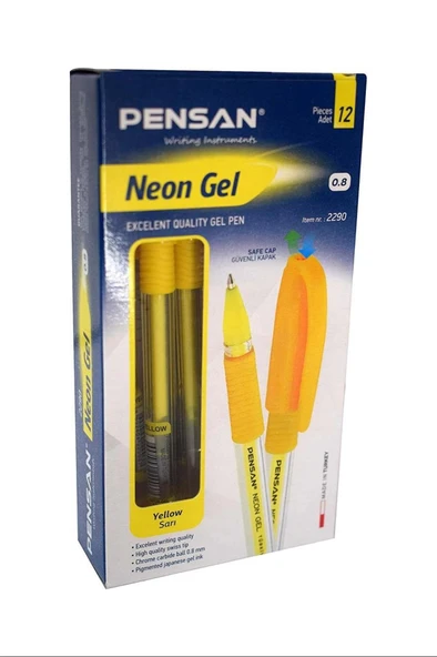 Pensan Neon Jel Kalem Sarı 1 Mm 12 Li ürün görseli 1
