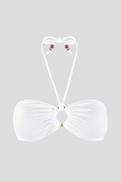 Beyaz Square Wick Straplez Tek Üst Bikini ürün görseli 1