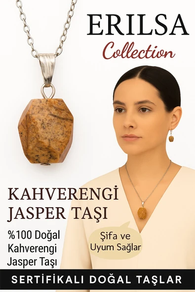 Sertifikalı Fasetli Kahverengi Jasper Doğal Taş Kolye – Şifa Uyum Güç ve Denge Taşı ürün görseli 1