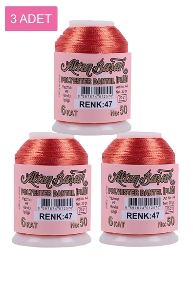 3 Adet Altınbaşak Oya ve Dantel İpi 20 gr - Royaleks - No: 047 ürün görseli 1