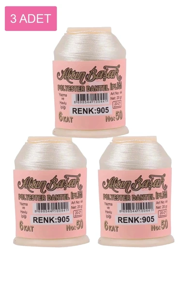 3 Adet Altınbaşak Oya ve Dantel İpi 20 gr - Royaleks - No: 905 ürün görseli 1