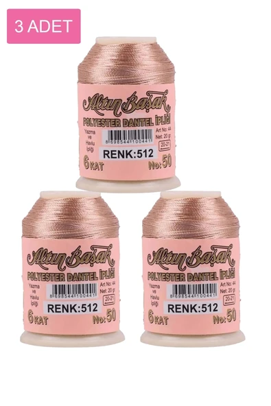 3 Adet Altınbaşak Oya ve Dantel İpi 20 gr - Royaleks - No: 512 ürün görseli 1