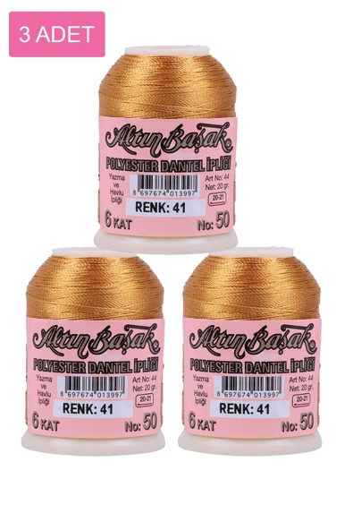 3 Adet Altınbaşak Oya ve Dantel İpi 20 gr - Royaleks - No: 041 ürün görseli 1