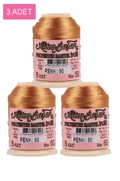 3 Adet Altınbaşak Oya ve Dantel İpi 20 gr - Royaleks - No: 050 ürün görseli 1