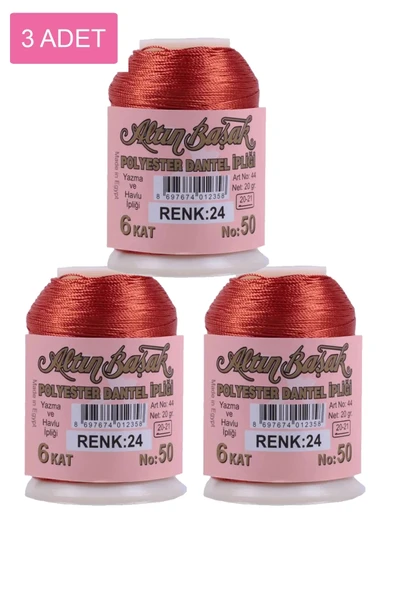 3 Adet Altınbaşak Oya ve Dantel İpi 20 gr - Royaleks - No: 024 ürün görseli 1