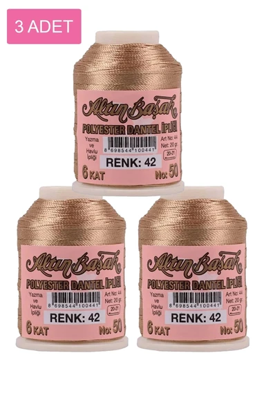 3 Adet Altınbaşak Oya ve Dantel İpi 20 gr - Royaleks - No: 042 ürün görseli 1