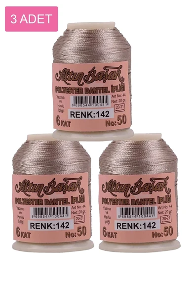3 Adet Altınbaşak Oya ve Dantel İpi 20 gr - Royaleks - No: 142 ürün görseli 1