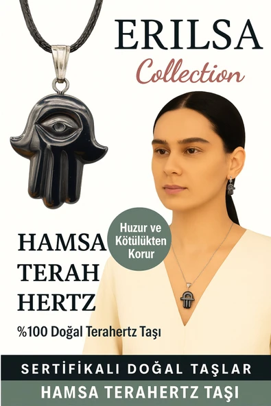 Sertifikalı Hamsa Terahertz Doğal Taş Kolye – Koruma Huzur Negatif Enerji Kalkanı ürün görseli 1