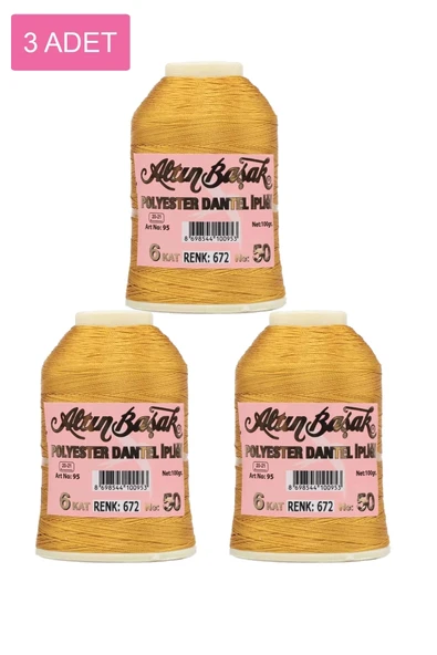 3 Adet Altınbaşak Oya ve Dantel İpi 20 gr - Royaleks - No: 672 ürün görseli 1