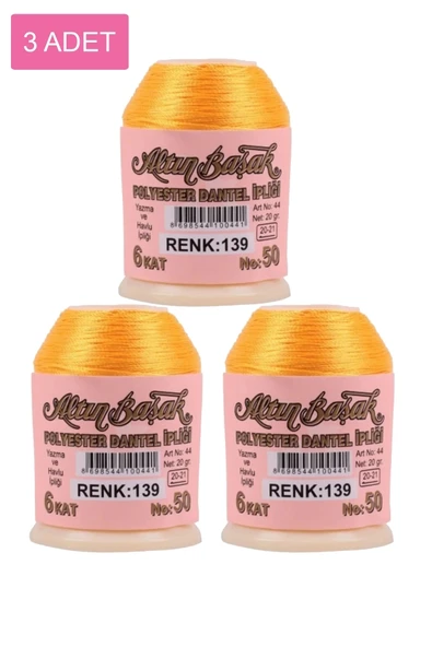 3 Adet Altınbaşak Oya ve Dantel İpi 20 gr - Royaleks - No: 139 ürün görseli 1