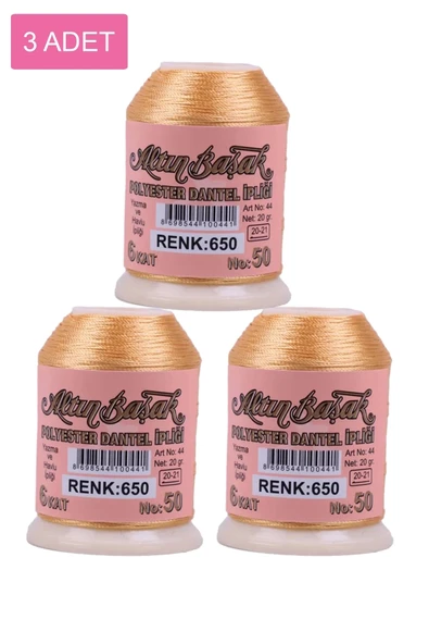 3 Adet Altınbaşak Oya ve Dantel İpi 20 gr - Royaleks - No: 650 ürün görseli 1
