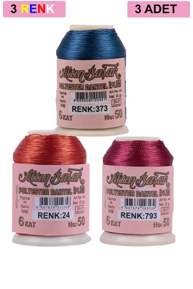 3 Adet Altınbaşak Oya ve Dantel İpi 20 gr - Royaleks - No: 024 - 793 - 373 ürün görseli 1