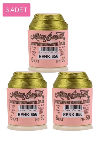 3 Adet Altınbaşak Oya ve Dantel İpi 20 gr - Royaleks - No: 656 ürün görseli 1