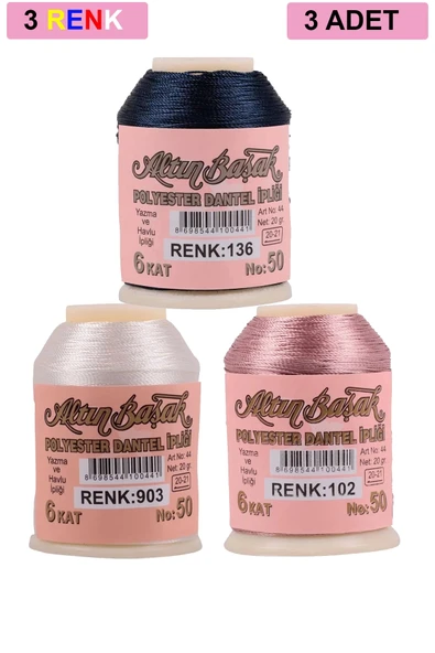 3 Adet Altınbaşak Oya ve Dantel İpi 20 gr - Royaleks - No: 903 - 102 - 136 ürün görseli 1