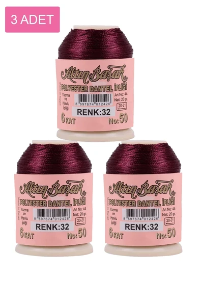 3 Adet Altınbaşak Oya ve Dantel İpi 20 gr - Royaleks - No: 032 ürün görseli 1