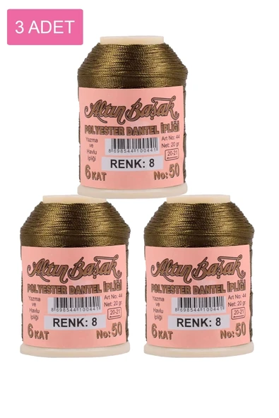 3 Adet Altınbaşak Oya ve Dantel İpi 20 gr - Royaleks - No: 008 ürün görseli 1