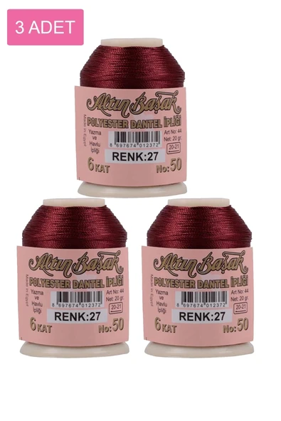 3 Adet Altınbaşak Oya ve Dantel İpi 20 gr - Royaleks - No: 027 ürün görseli 1