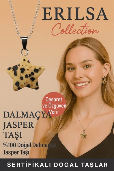 Sertifikalı Yıldız Model Dalmaçya Jasper Doğal Taş Kolye – Enerji Denge ve Koruma Taşı ürün görseli 1