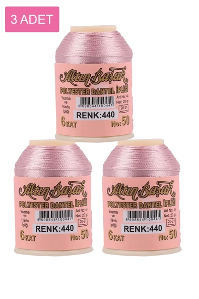3 Adet Altınbaşak Oya ve Dantel İpi 20 gr - Royaleks - No: 440 ürün görseli 1
