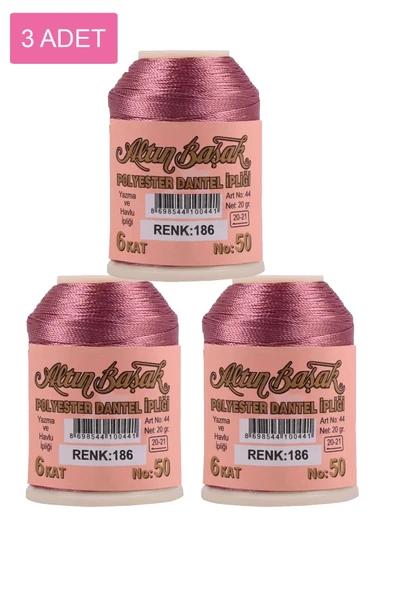 3 Adet Altınbaşak Oya ve Dantel İpi 20 gr - Royaleks - No: 186 ürün görseli 1