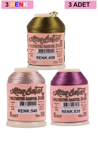 3 Adet Altınbaşak Oya ve Dantel İpi 20 gr - Royaleks - No: 548 - 830 - 658 ürün görseli 1