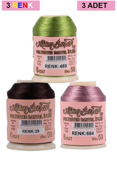 3 Adet Altınbaşak Oya ve Dantel İpi 20 gr - Royaleks - No: 029 - 694 - 489 ürün görseli 1