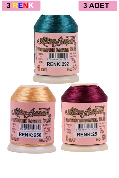 3 Adet Altınbaşak Oya ve Dantel İpi 20 gr - Royaleks - No: 650 - 025 - 292 ürün görseli 1