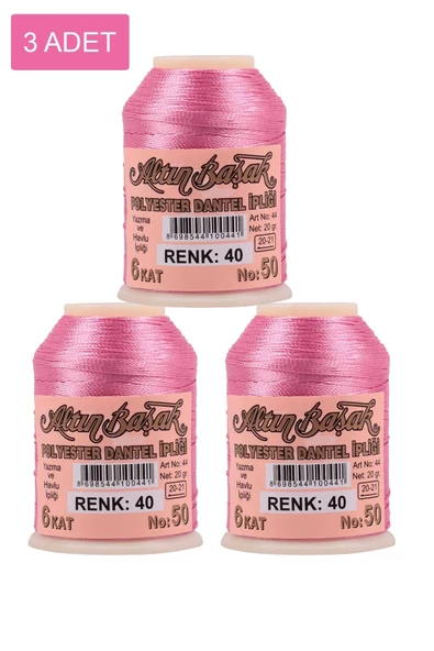 3 Adet Altınbaşak Oya ve Dantel İpi 20 gr - Royaleks - No: 040 ürün görseli 1