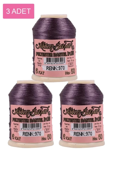 3 Adet Altınbaşak Oya ve Dantel İpi 20 gr - Royaleks - No: 970 ürün görseli 1