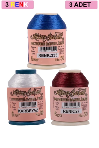 3 Adet Altınbaşak Oya ve Dantel İpi 20 gr - Royaleks - No: K.BEYAZ - 027 - 335 ürün görseli 1
