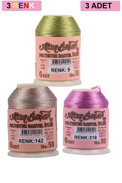 3 Adet Altınbaşak Oya ve Dantel İpi 20 gr - Royaleks - No: 142 - 318 - 009 ürün görseli 1