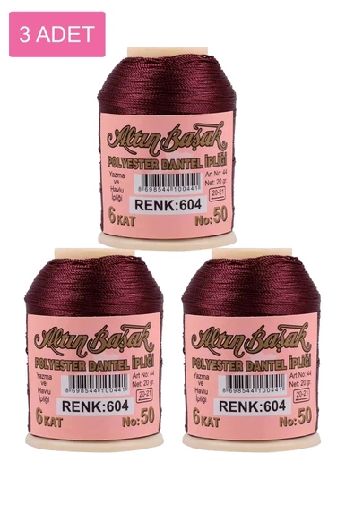 3 Adet Altınbaşak Oya ve Dantel İpi 20 gr - Royaleks - No: 604 ürün görseli 1
