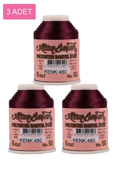3 Adet Altınbaşak Oya ve Dantel İpi 20 gr - Royaleks - No: 480 ürün görseli 1