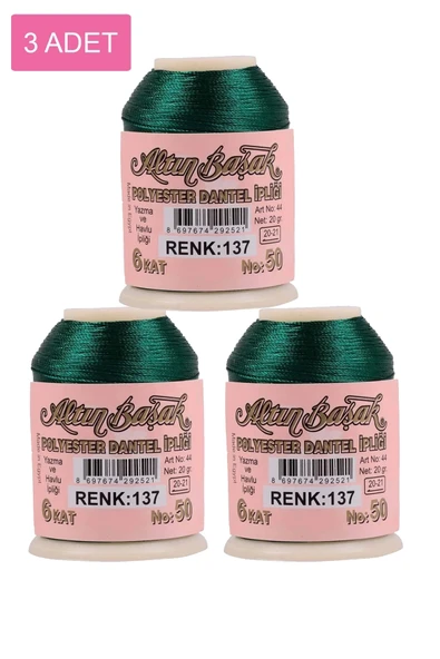 3 Adet Altınbaşak Oya ve Dantel İpi 20 gr - Royaleks - No: 137 ürün görseli 1