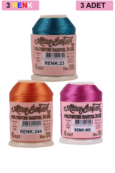 3 Adet Altınbaşak Oya ve Dantel İpi 20 gr - Royaleks - No: 244 - 465 - 023 ürün görseli 1