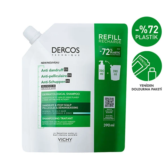 Vichy Dercos Normal/yağlı saç,Yeniden Dolum 390 ml ürün görseli 1